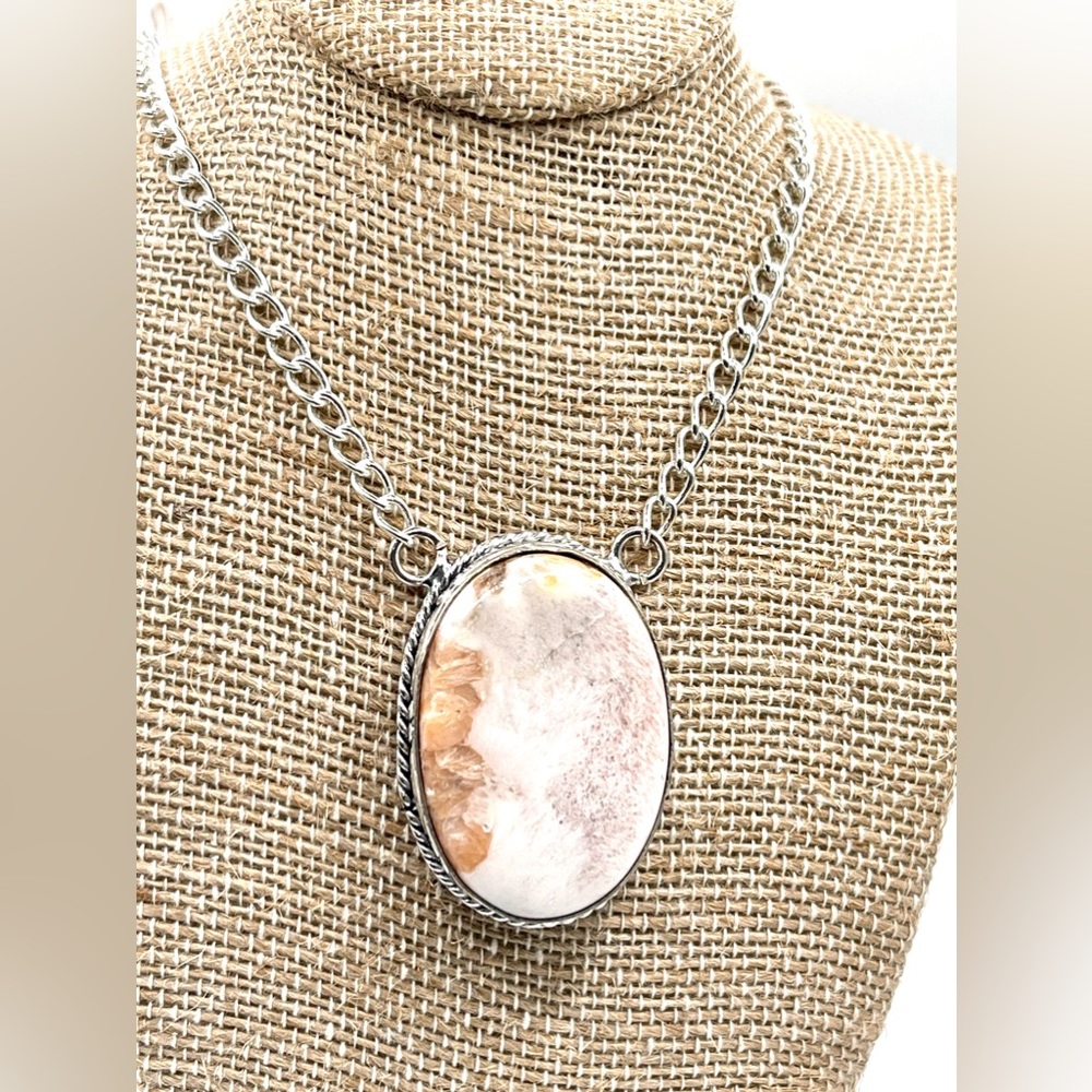 Peach Scolecite “Inner Peace Stone” Pendant Necklace - Picture 10 of 14